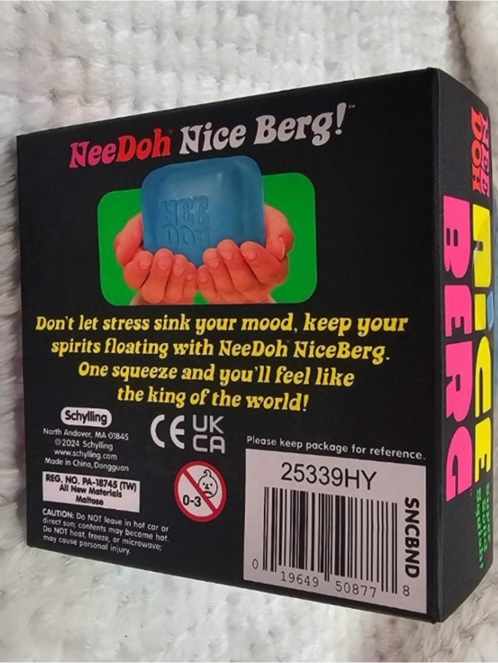 NEW NeeDoh Nice Berg Blue XL Giant Nee Doh Niceberg Solid Squish Cube Ice Block - Picture 2 of 4
